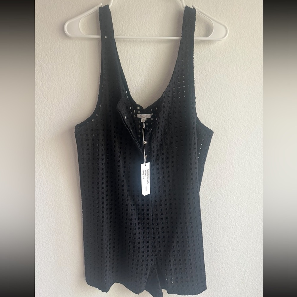 NWT TAVIK Eyelet Black Romper Bathing Suit Coverup Sz S